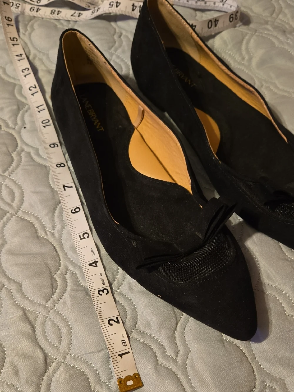 Lane Bryant Classic Black Pointed Toe Ballet Flats with Bow